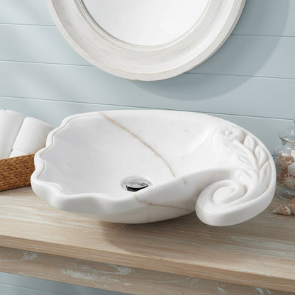 White Marble Lavabo – Doğal Beyaz Mermer Tezgâh Üstü Banyo Lavabosu (L 60 × W 40 × H 15 cm)