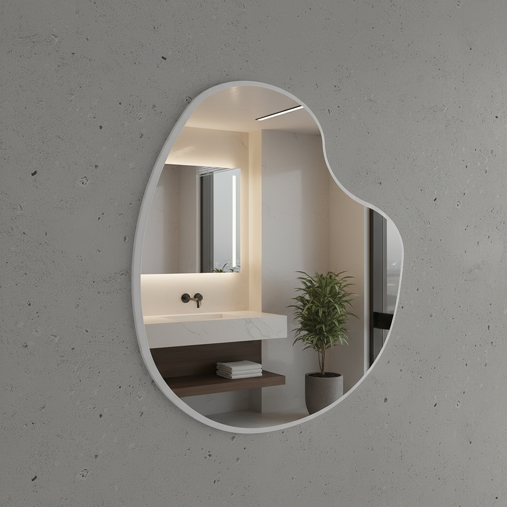 Modern Asimetrik Organik Duvar Aynası –Çerçeveli Dekoratif Banyo ve Salon Aynası
