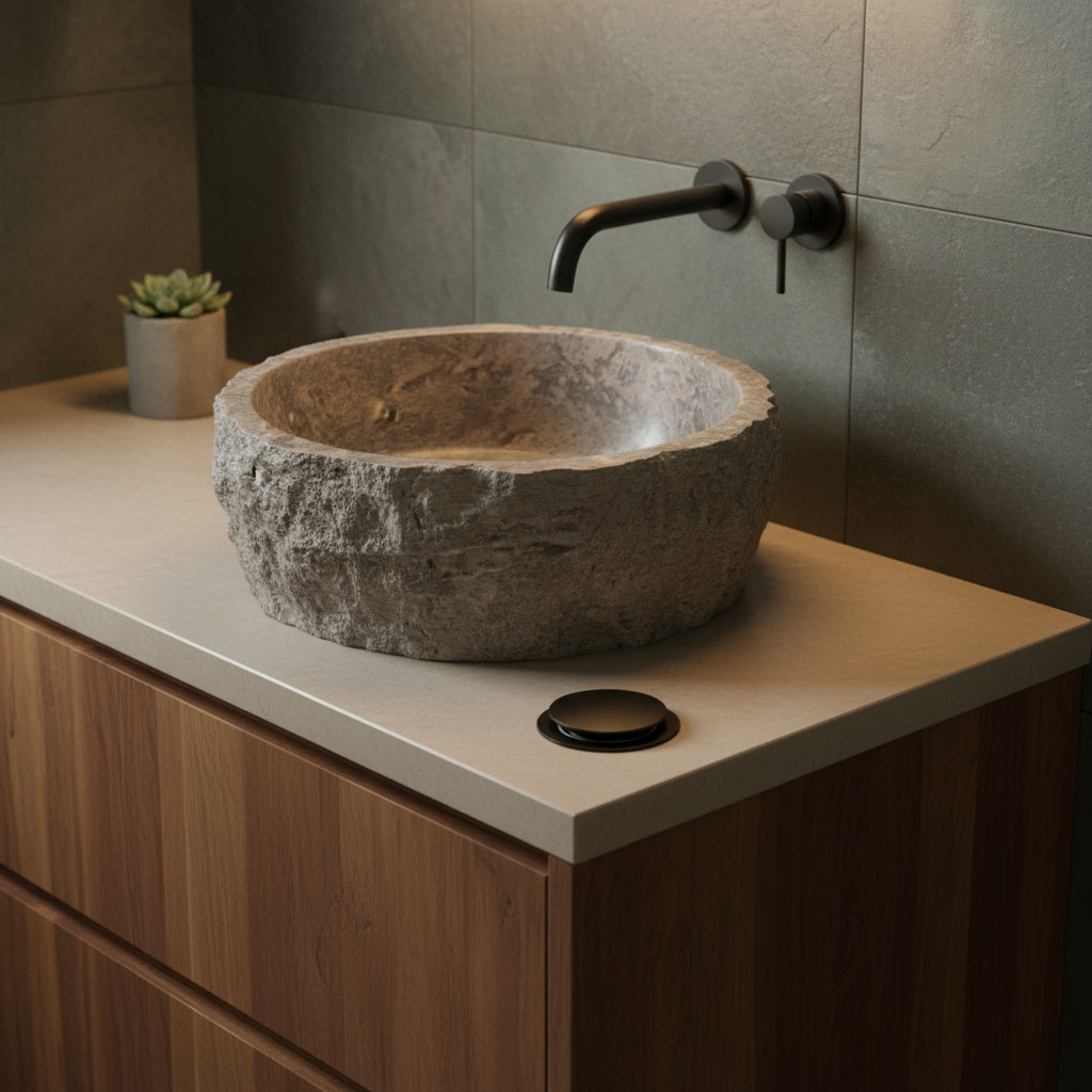 Calacatta Viola Mermer Duvara Monte Köşe Lavabo – El Yapımı Lüks Banyo Köşe Mermer Lavabo (41×41×20 cm)