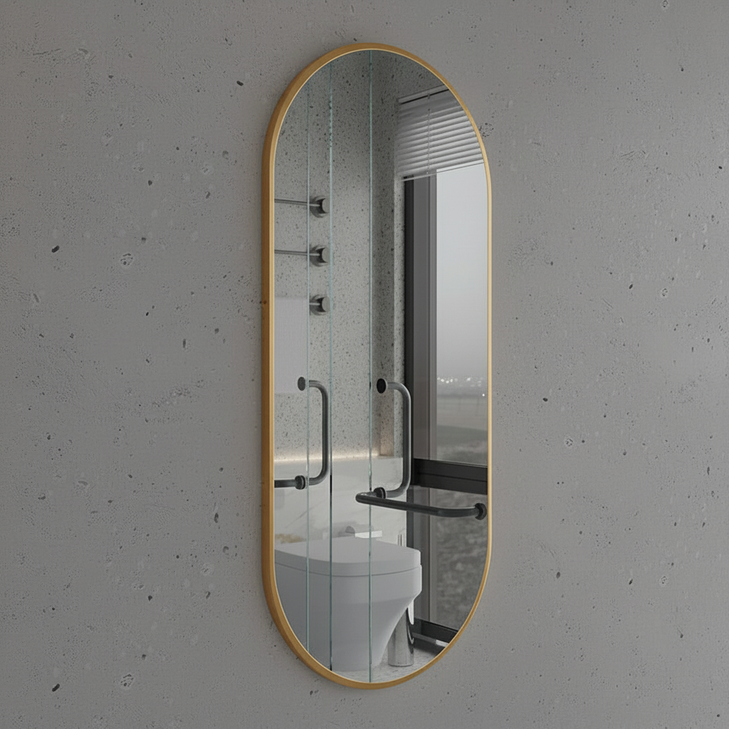 Modern Çerçeveli Oval Duvar Aynası – Dekoratif Banyo ve Salon Aynası Tasarımı