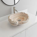 Rose Onyx Marble Lavabo – Doğal Rose Onyx Mermer Tezgâh Üstü Banyo Lavabosu (L 55 × W 50 × H 15 cm)