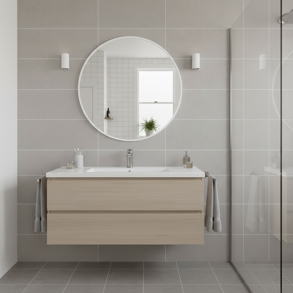 Modern Çerçeveli Yuvarlak Ayna – Minimalist Duvar Dekoru Banyo & Yatak Odası Aynası