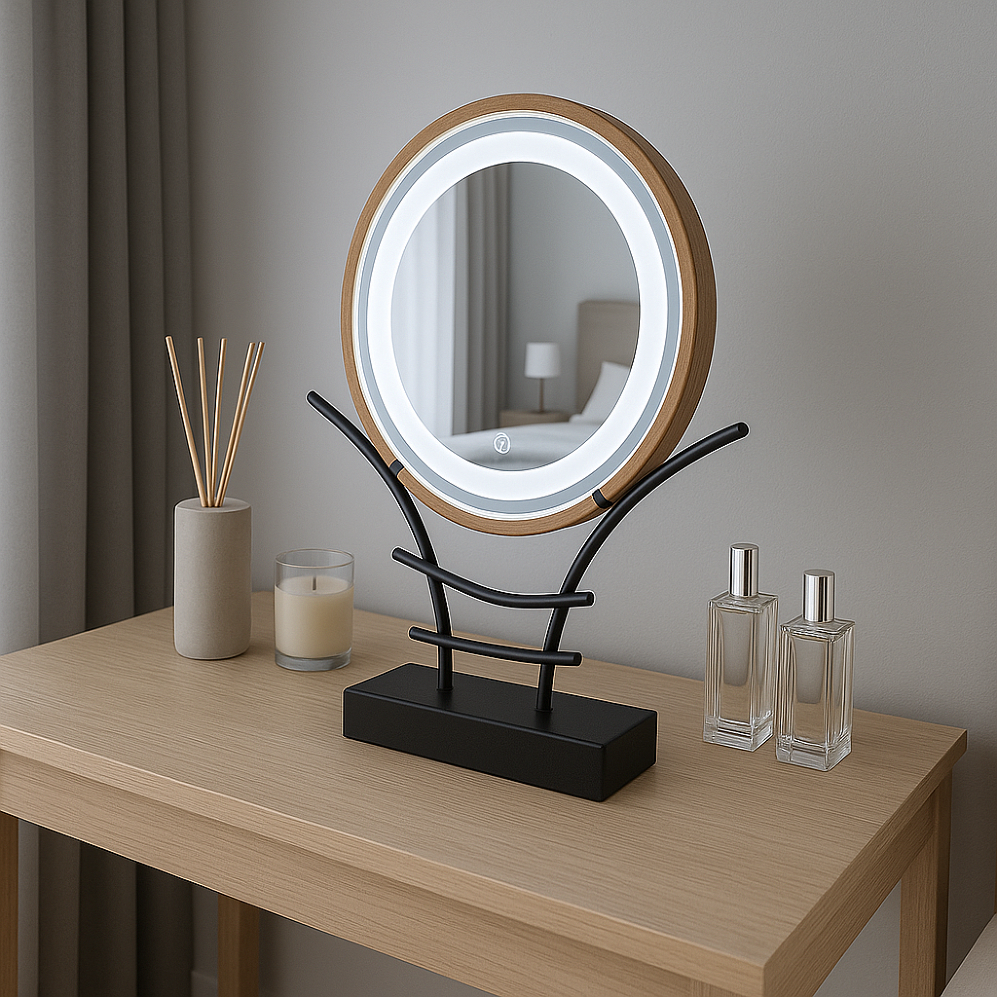 LED Işıklı Makyaj Aynası Masa Üstü, Ayarlanabilir Aydınlatmalı Modern Makyaj Aynası