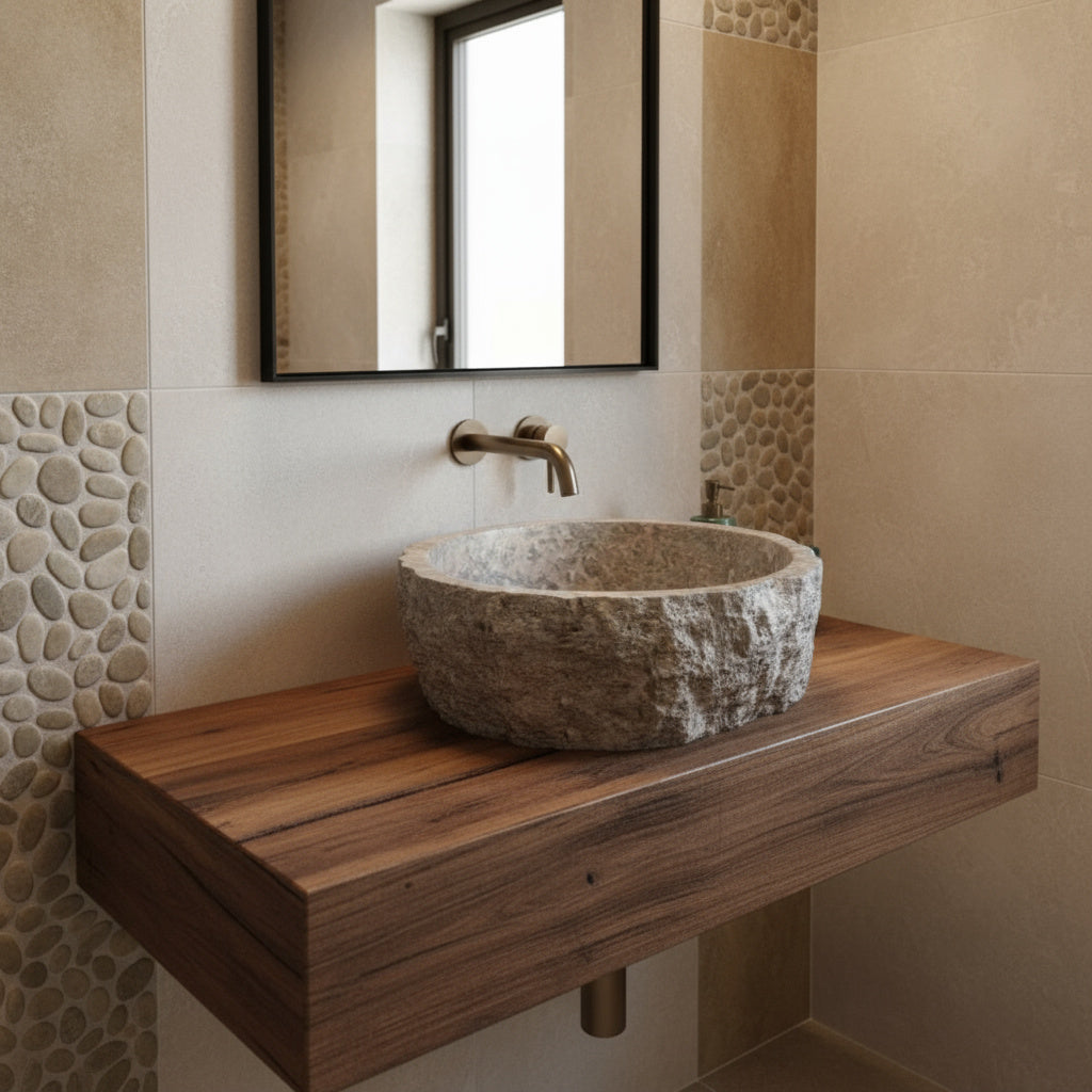 Calacatta Viola Mermer Duvara Monte Köşe Lavabo – El Yapımı Lüks Banyo Köşe Mermer Lavabo (41×41×20 cm)