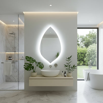 Asimetrik LED Ayna – Modern Dekoratif Ledli Duvar Aynası | Banyo, Makyaj ve Vestiyer İçin Organik Tasarım