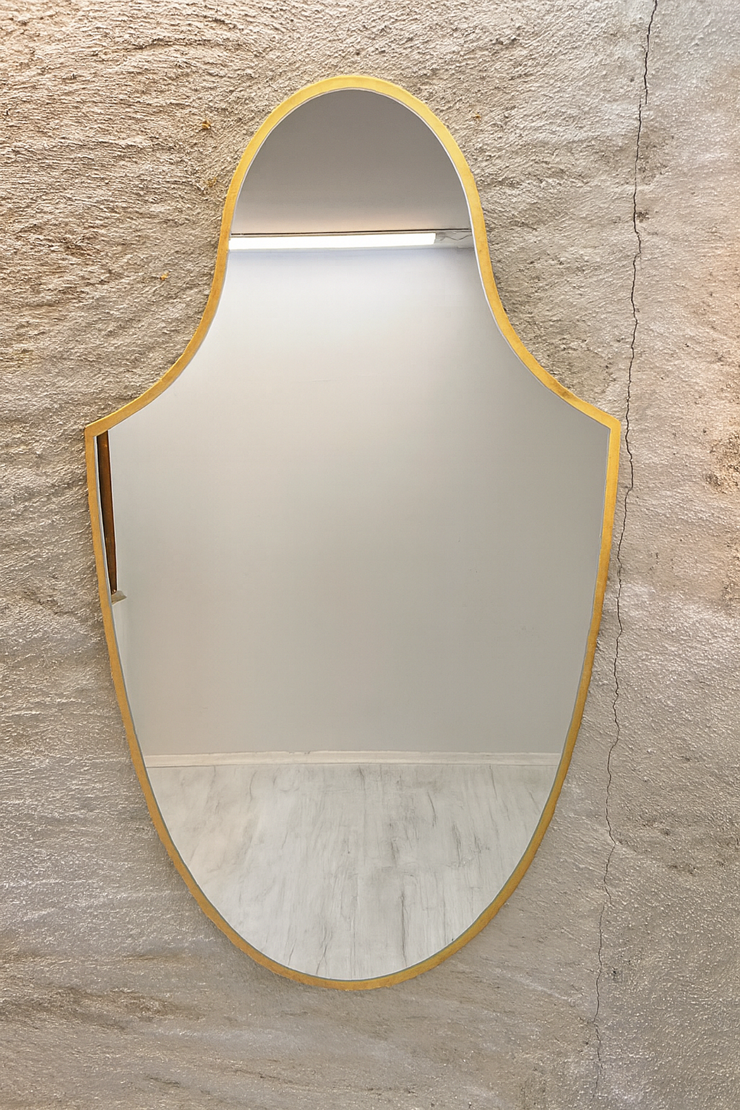 Altın Çerçeveli Dekoratif Duvar Aynası – Modern Oval Salon Aynası Tasarımı