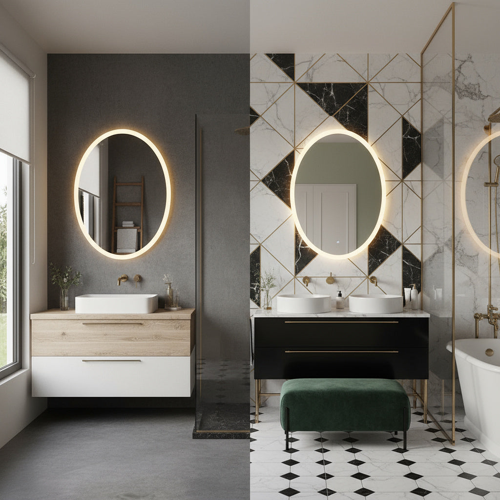 Minimal Oval LED Ayna – Modern Işıklı Dekoratif Duvar Ayna