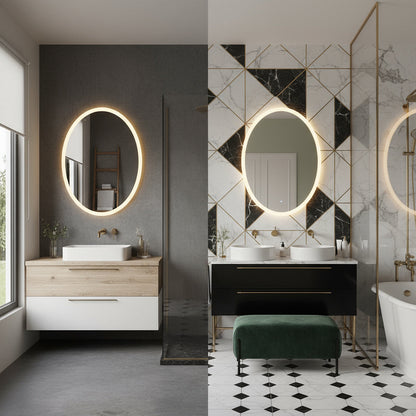 Minimal Oval LED Ayna – Modern Işıklı Dekoratif Duvar Ayna