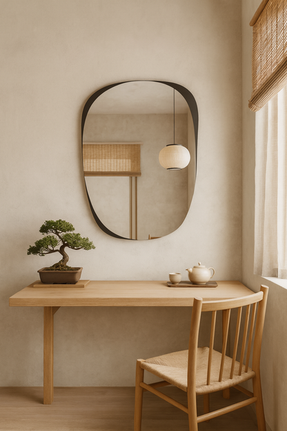 Modern Asimetrik Duvar Aynası – Dekoratif Organik Form Tasarım Ayna, Salon ve Antre İçin Şık Model