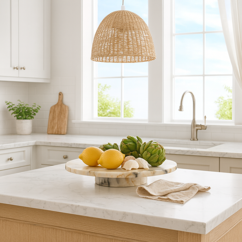 Lüks Mermer Pasta ve Ekmek Sunum Tepsisi – El Oyması Doğal Taş