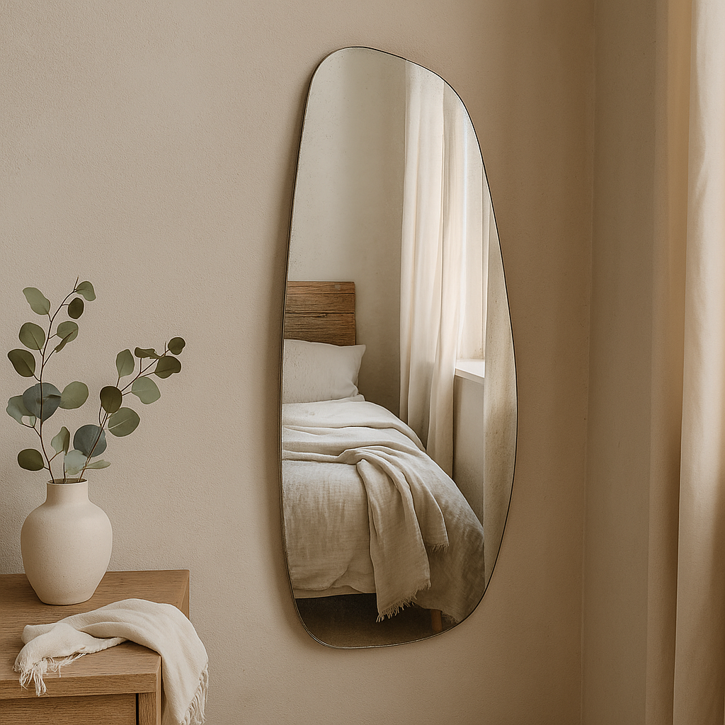 Modern Organik Form Dekoratif Duvar Aynası – Minimalist Tasarım Salon ve Banyo Aynası