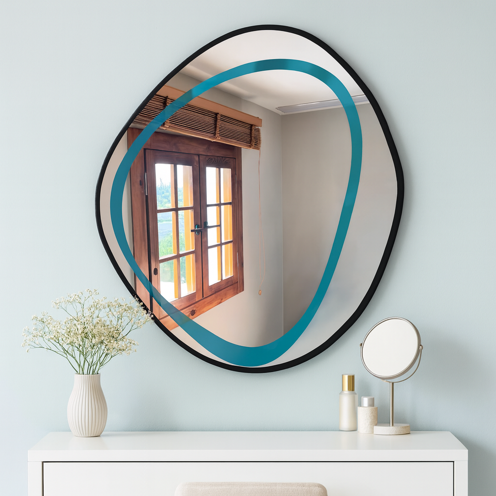 Organik Şekilli Modern Ayna – Asimetrik Dekoratif Banyo ve Salon Duvar Aynası