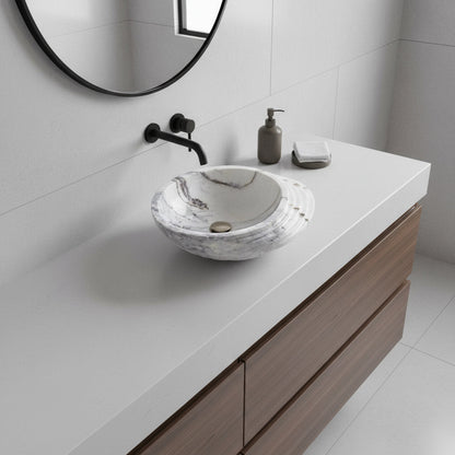 Picasso Marble Lavabo – Doğal Picasso Marble Tezgâh Üstü Banyo Lavabosu (L 60 × W 40 × H 15 cm)