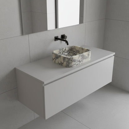 Calacatta Viola Mermer Duvara Monte Dikdörtgen Banyo Lavabosu – 30 × 46 × 15 cm