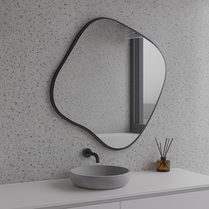 Modern Şekilli Duvar Aynası – Organik Form Dekoratif Ayna, Minimalist Çerçeveli Tasarım Ayna