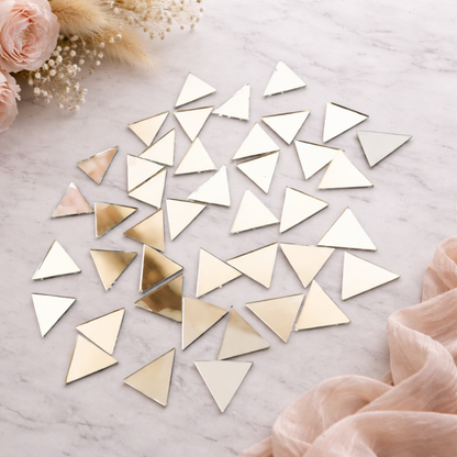 Üçgen Ayna Parçaları 5x5 cm & 10x10 cm | Dekoratif Mozaik Hobi Aynası