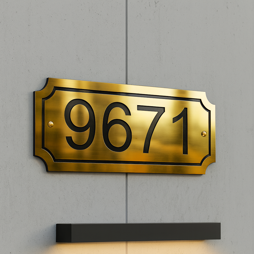 Daire Kapı Numarası – Modern Duvar Tipi Apartman Numarası Plaketi (Gümüş & Altın) – Özel Ölçü ve Numara Üretimi