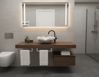 El Oyma Çiçek Formlu Mermer Lavabo – Lüks Doğal Taş Tezgâh Üstü Banyo Lavabosu (L 42 × W 42 × H 14 cm)