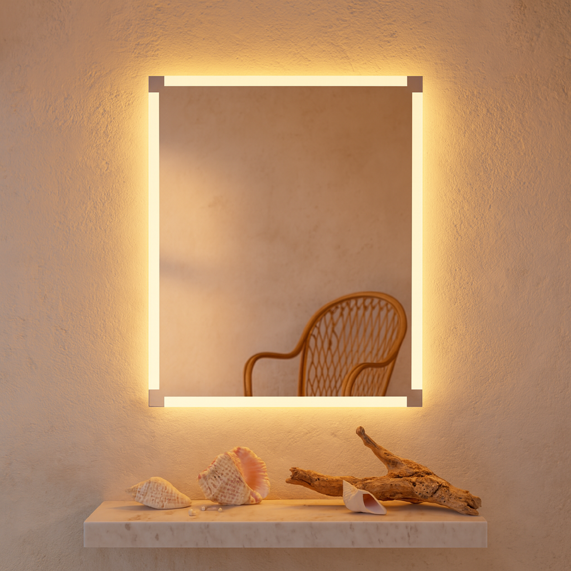 Modern LED Banyo Aynası Dikdörtgen Işıklı Ayna – Minimalist Duvar Tipi Makyaj ve Lavabo Üstü Ayna