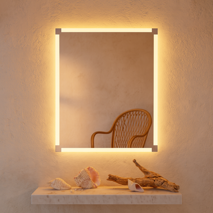 Modern LED Banyo Aynası Dikdörtgen Işıklı Ayna – Minimalist Duvar Tipi Makyaj ve Lavabo Üstü Ayna