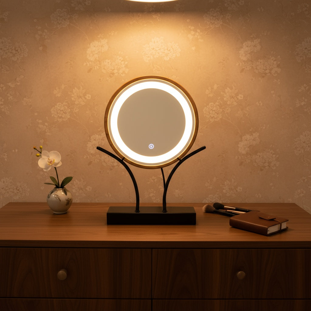 LED Işıklı Makyaj Aynası Masa Üstü, Ayarlanabilir Aydınlatmalı Modern Makyaj Aynası