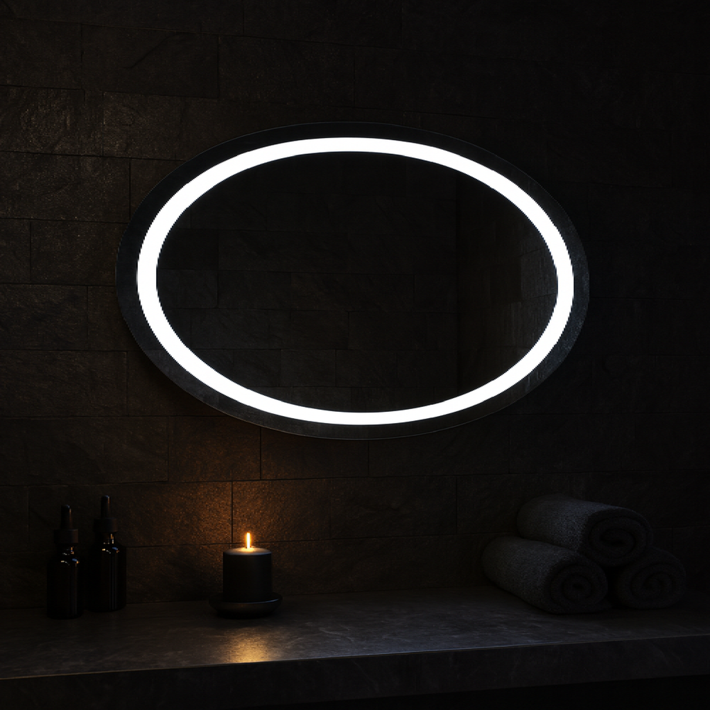 LED Işıklı Oval Ayna – Şık ve Minimalist Banyo Dekorasyon Aynası