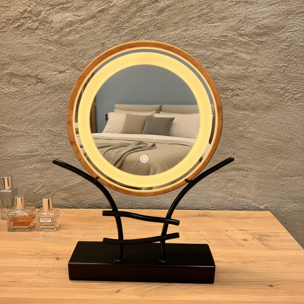 LED Işıklı Makyaj Aynası Masa Üstü, Ayarlanabilir Aydınlatmalı Modern Makyaj Aynası