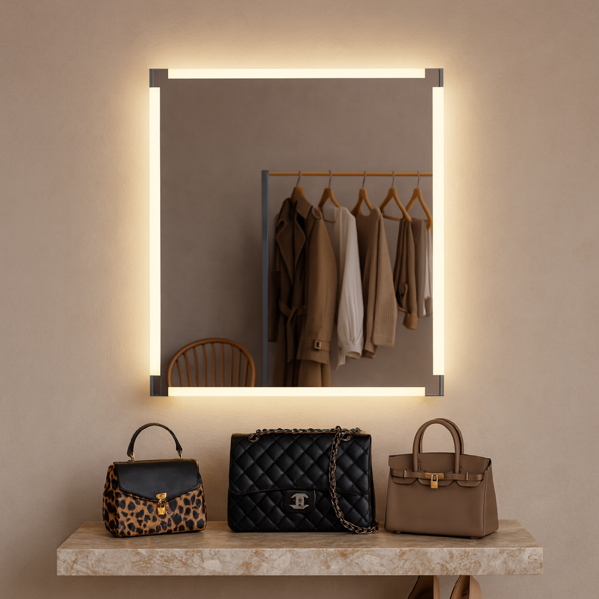 Modern LED Banyo Aynası Dikdörtgen Işıklı Ayna – Minimalist Duvar Tipi Makyaj ve Lavabo Üstü Ayna