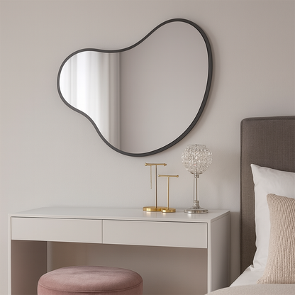 Modern Organik Asimetrik Ayna – Çerçeveli Dekoratif Duvar ve Banyo Aynası | Minimal Tasarım Ayna