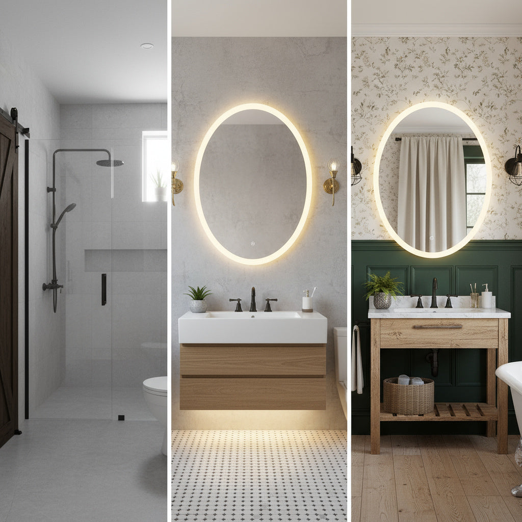 Minimal Oval LED Ayna – Modern Işıklı Dekoratif Duvar Ayna