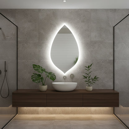Asimetrik LED Ayna – Modern Dekoratif Ledli Duvar Aynası | Banyo, Makyaj ve Vestiyer İçin Organik Tasarım