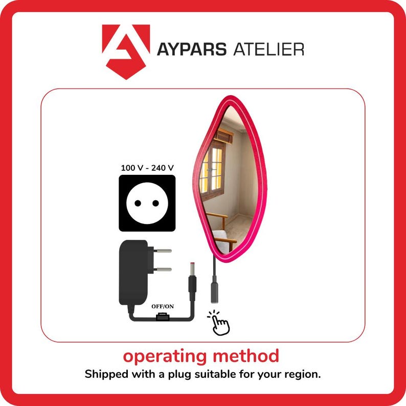 Modern LED Işıklı Dekoratif Duvar Aynası – Organik Tasarım Neon Çerçeveli Ayna