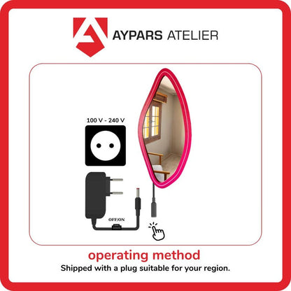 Modern LED Işıklı Dekoratif Duvar Aynası – Organik Tasarım Neon Çerçeveli Ayna