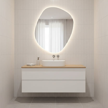 Modern Organik Şekilli LED Banyo Aynası – Arka Işıklı Dekoratif Ayna, Minimalist Tasarım Aydınlatmalı Ayna