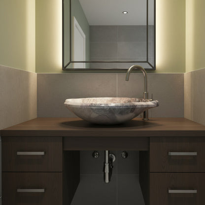 Rosso Levanto Marble Lavabo – Doğal Rosso Levanto Mermer Tezgâh Üstü Banyo Lavabosu (L 65 × W 40 × H 14 cm)