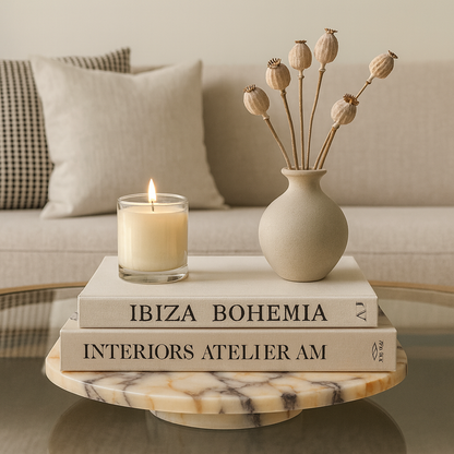 Lüks Mermer Pasta ve Ekmek Sunum Tepsisi – El Oyması Doğal Taş