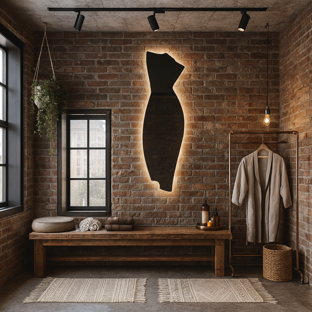 Asimetrik LED Ayna | Modern Dekoratif Banyo Aynası | Tasarım Organik Form LED Işıklı Ayna