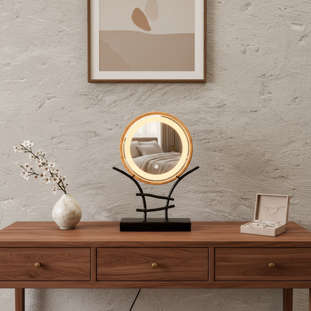 LED Işıklı Makyaj Aynası Masa Üstü, Ayarlanabilir Aydınlatmalı Modern Makyaj Aynası