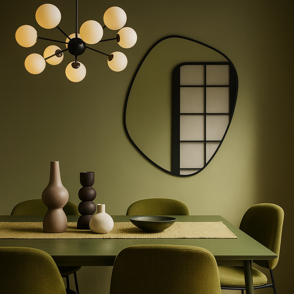 Modern Asimetrik Duvar Aynası – Organik Şekilli Çerçeveli Banyo ve Salon Dekoratif Ayna