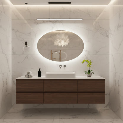 Modern Oval LED Ayna – Işıklı Dekoratif Banyo Aynası | Şık Duvar Aksesuarı