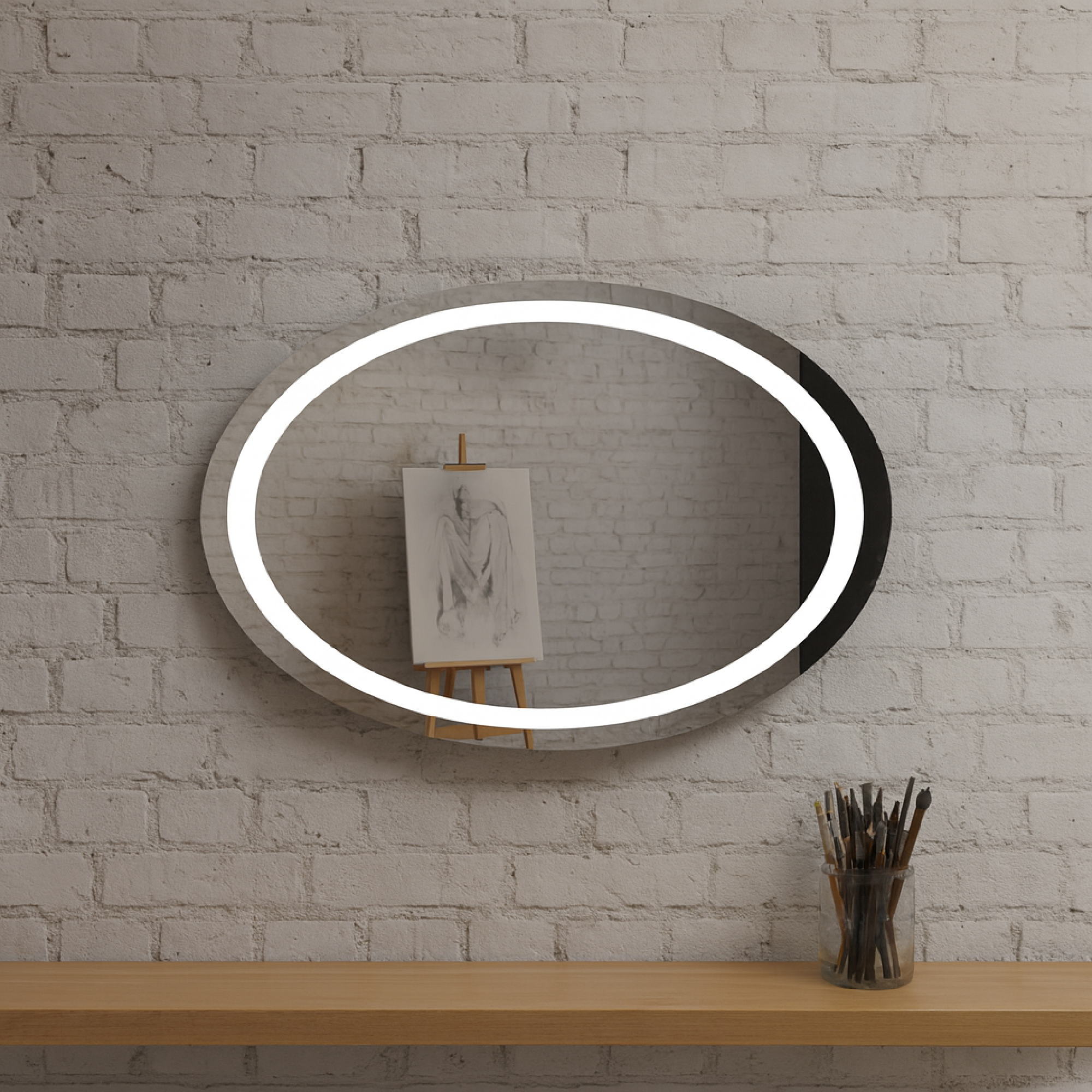 LED Işıklı Oval Ayna – Şık ve Minimalist Banyo Dekorasyon Aynası