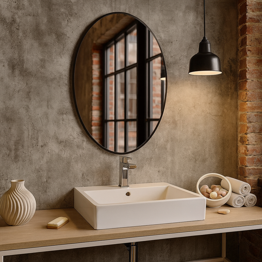 Modern Oval Banyo Aynası – Çerçeveli Dekoratif Duvar Aynası