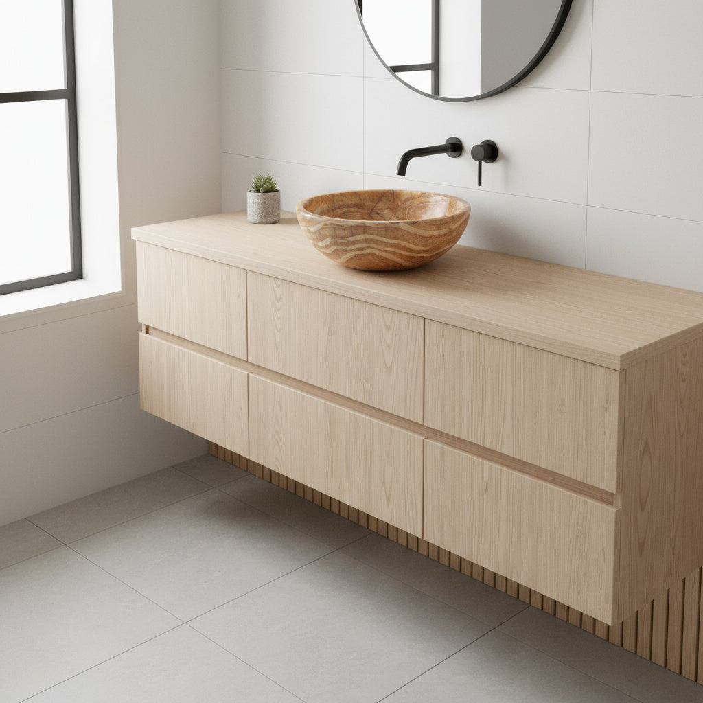 Turuncu Oniks Mermer Lavabo – El Oyması Doğal Taş Banyo Lavabosu, Yuvarlak Oniks Tezgâh Üstü Lavabo