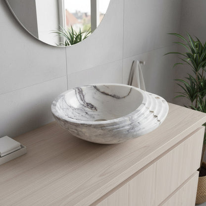 Picasso Marble Lavabo – Doğal Picasso Marble Tezgâh Üstü Banyo Lavabosu (L 60 × W 40 × H 15 cm)