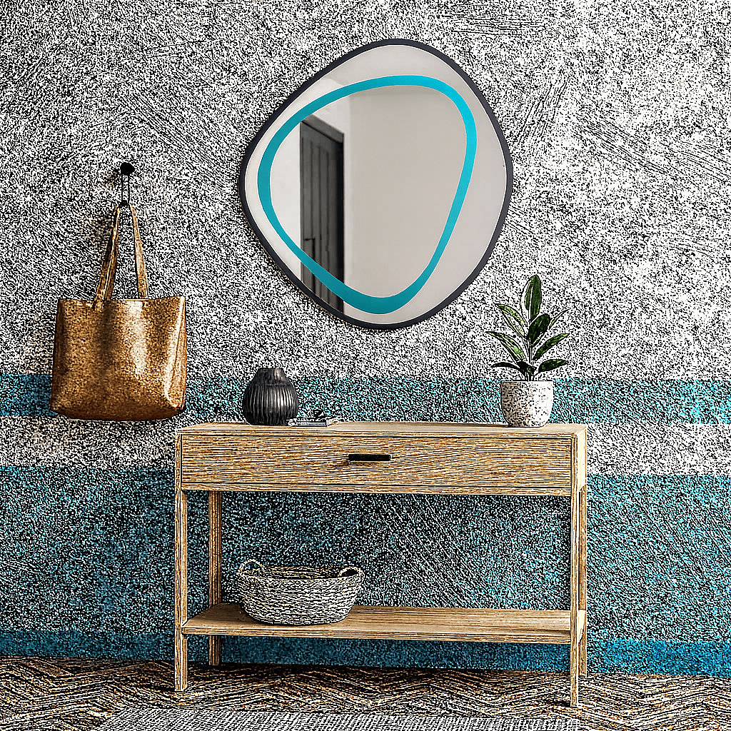 Organik Şekilli Modern Ayna – Asimetrik Dekoratif Banyo ve Salon Duvar Aynası