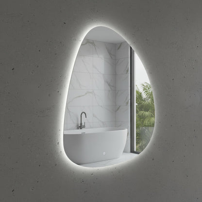 Modern Asimetrik LED Ayna – Organik Şekilli Dekoratif Banyo Aynası, Arka Işıklı Tasarım