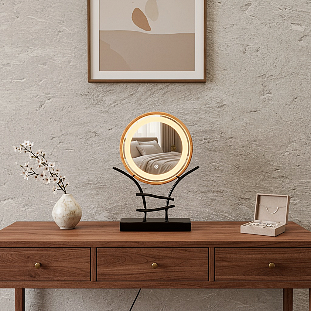 LED Işıklı Makyaj Aynası Masa Üstü, Ayarlanabilir Aydınlatmalı Modern Makyaj Aynası