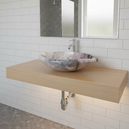 Rosso Levanto Marble Lavabo – Doğal Rosso Levanto Mermer Tezgâh Üstü Banyo Lavabosu (L 65 × W 40 × H 14 cm)