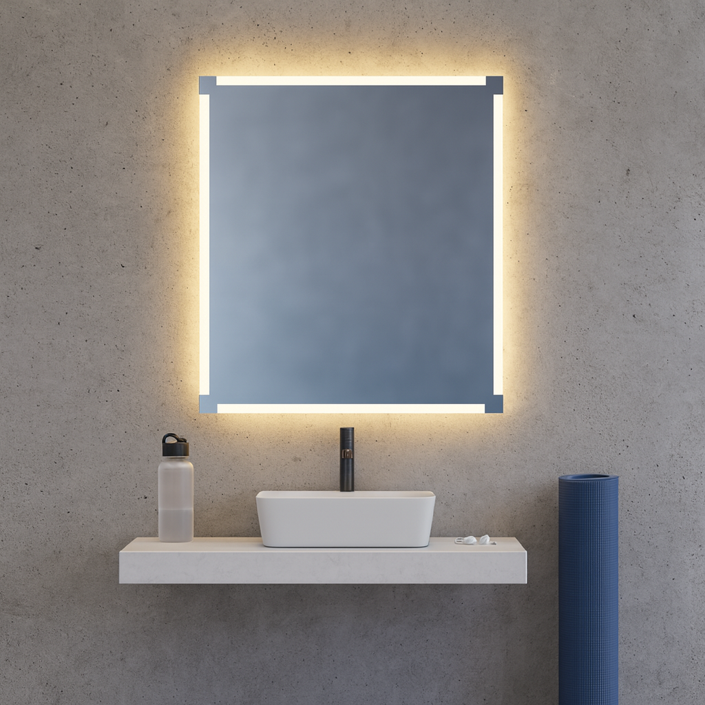 Modern LED Banyo Aynası Dikdörtgen Işıklı Ayna – Minimalist Duvar Tipi Makyaj ve Lavabo Üstü Ayna