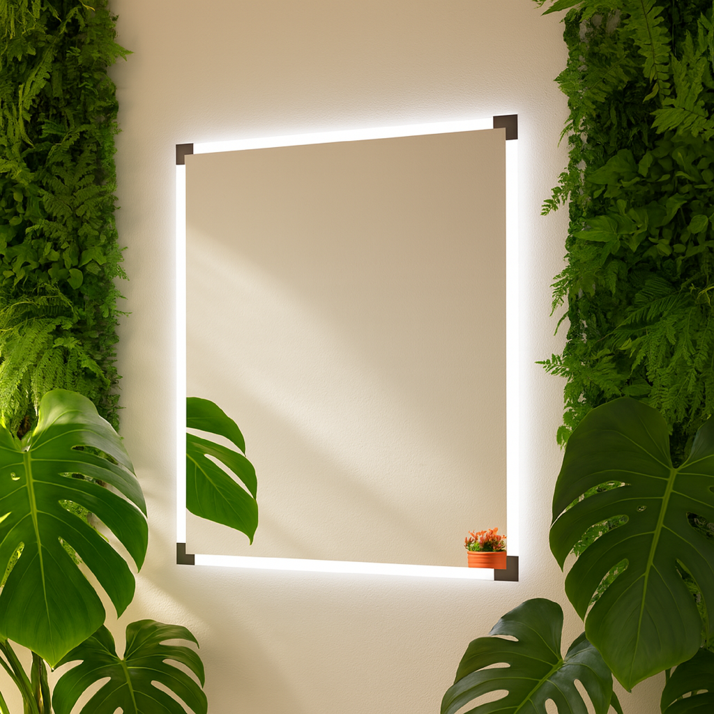 Modern LED Banyo Aynası Dikdörtgen Işıklı Ayna – Minimalist Duvar Tipi Makyaj ve Lavabo Üstü Ayna